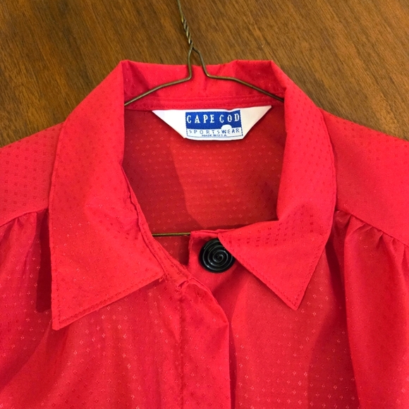 Red Long Sleeve Blouse by Cape Cod, Subtle Design, Size Medium - Picture 5 of 9